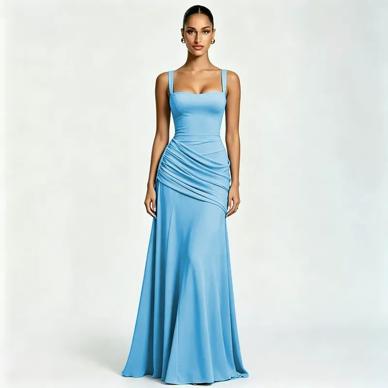 Reina | Maxivestido con Escote Cuadrado Fruncido
