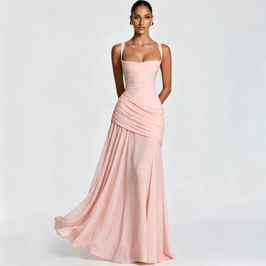 Reina | Maxivestido con Escote Cuadrado Fruncido