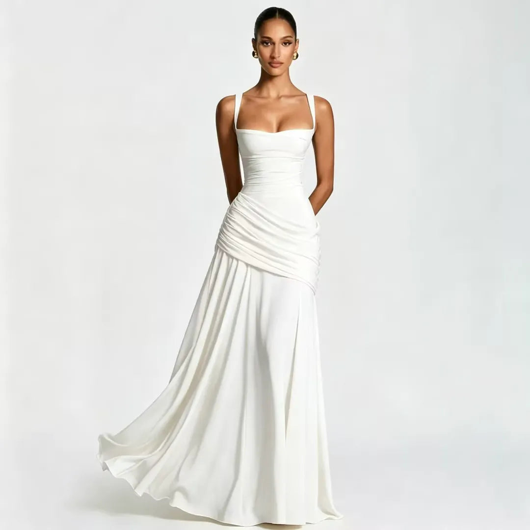 Reina | Maxivestido con Escote Cuadrado Fruncido