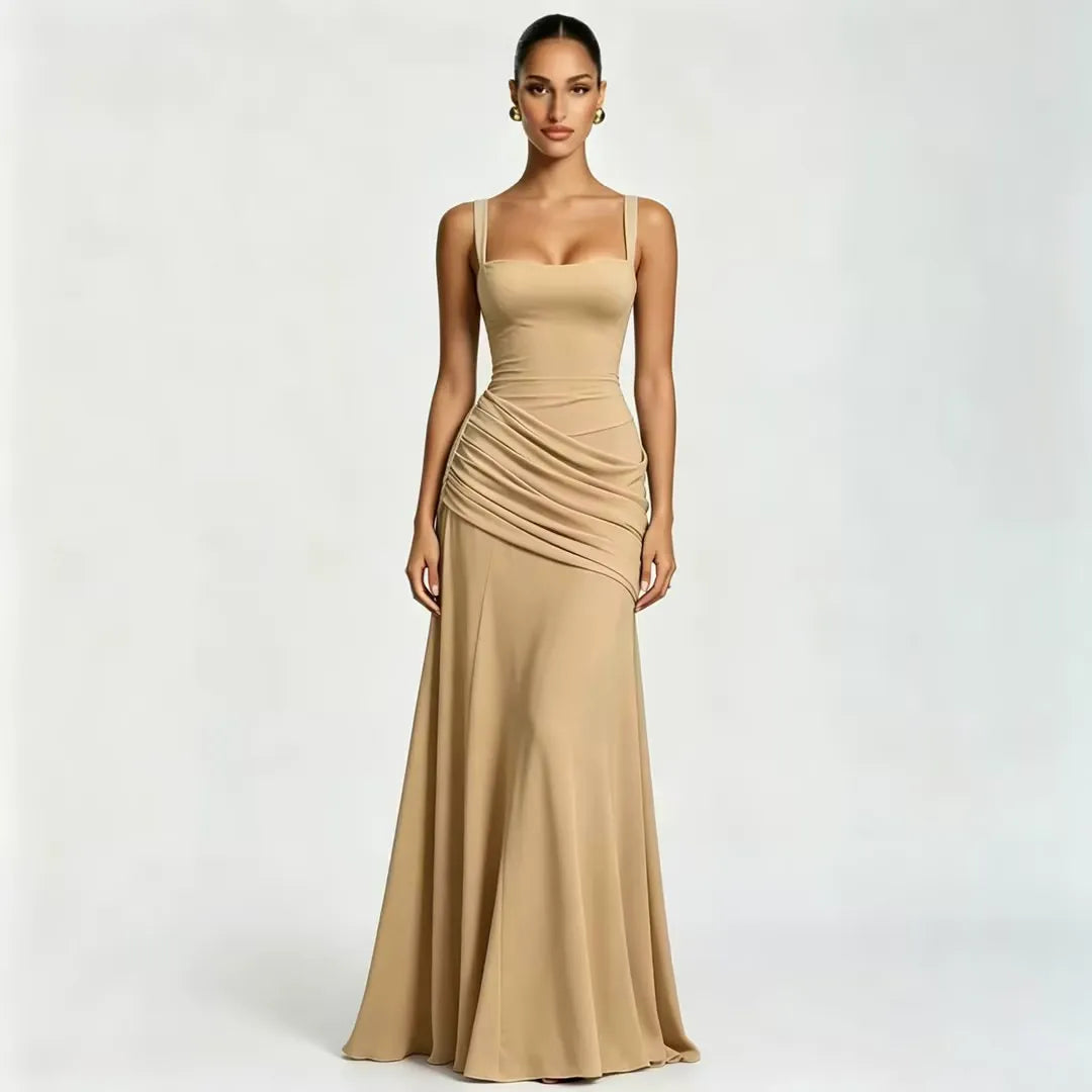 Reina | Maxivestido con Escote Cuadrado Fruncido