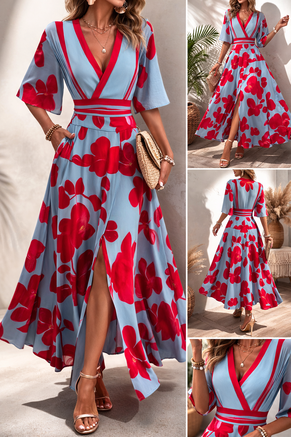 Noelle | Vestido de Primavera Floral con Escote en V