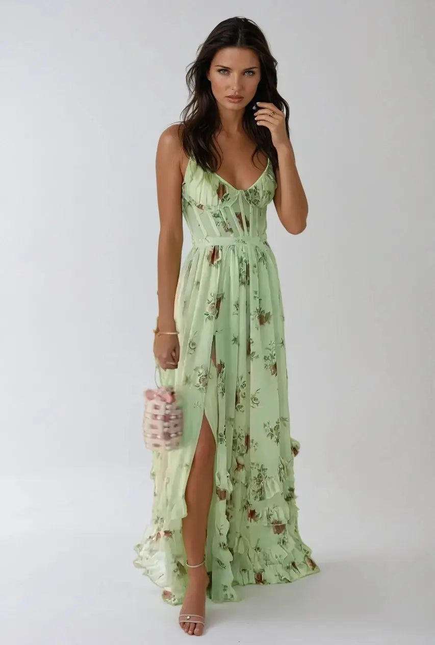Violetta | Vestido maxi fluido con volantes